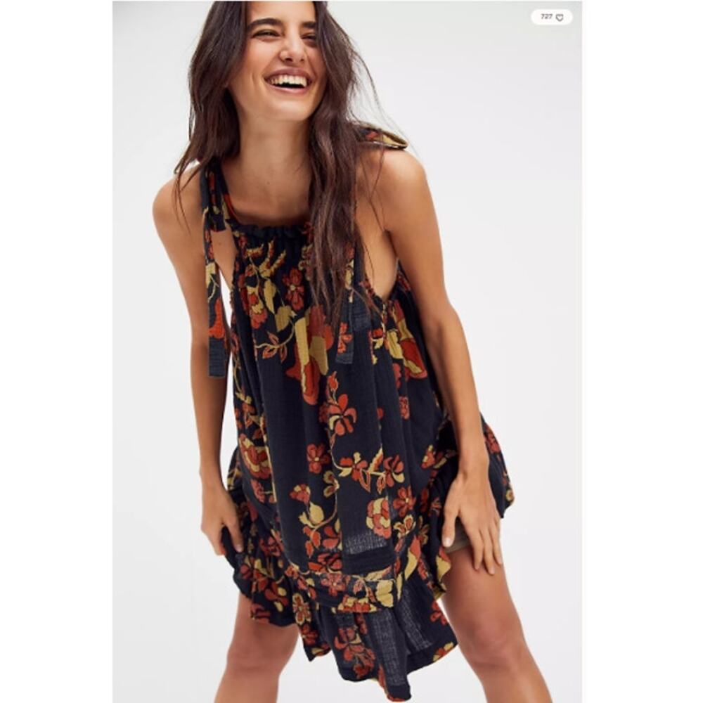 NEW! Free People 'Fleur' Printed Tunic in CHARCOAL (XL)